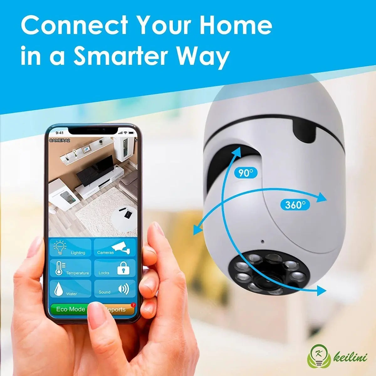Cámara Foco de Seguridad WiFi 360° – Vigila tu Casa desde el Celular