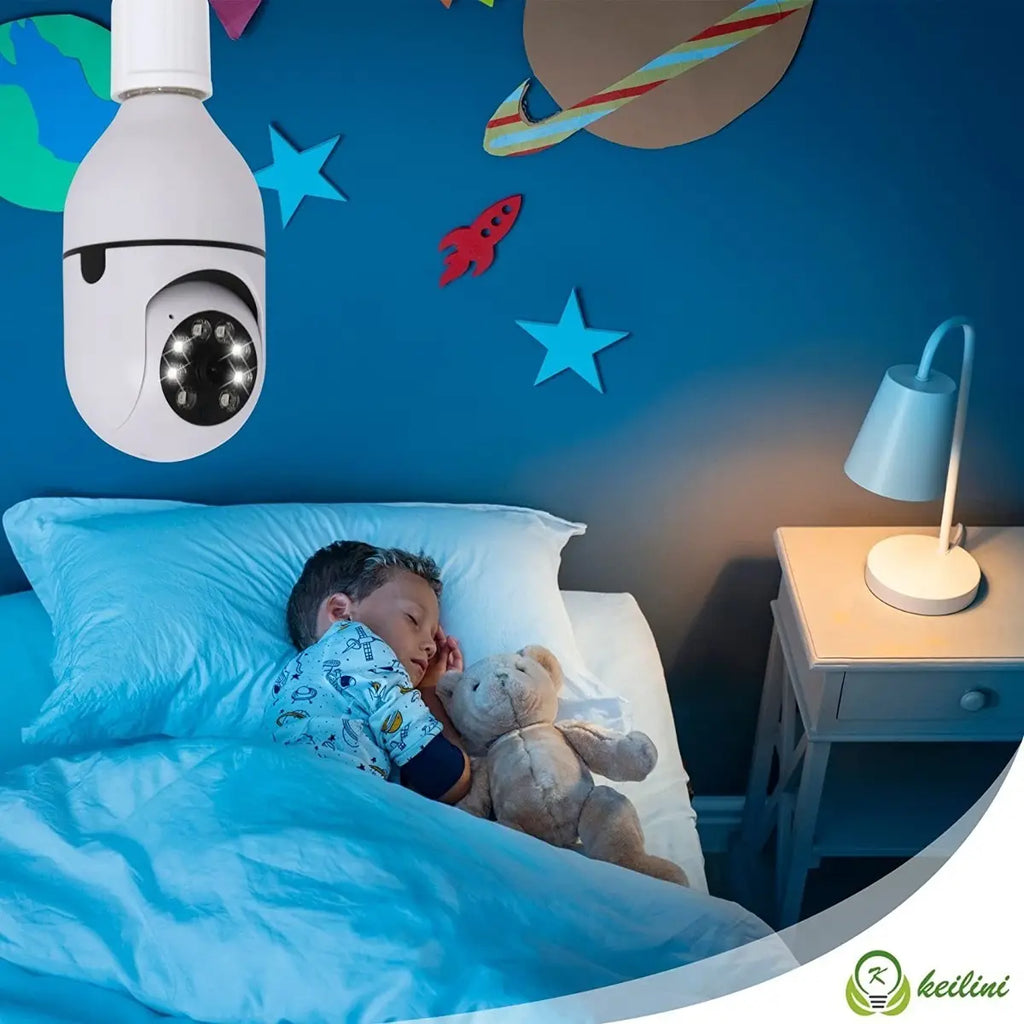 Cámara Foco de Seguridad WiFi 360° – Vigila tu Casa desde el Celular